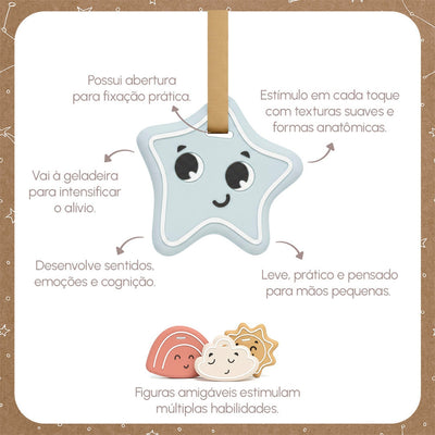Mordedor Sensorial em Silicone Tiny Love Estrela - Pronto para acompanhar a rotina